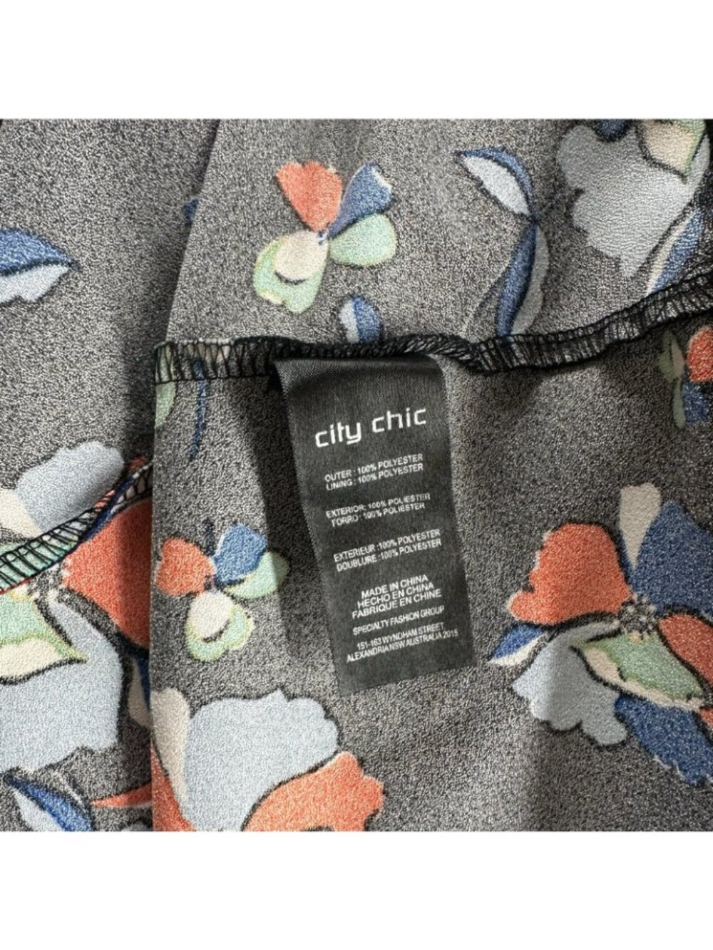 City Chic Floral V-Neck Dress Womens Sz L/20 Sleeveless Belted A-Line Black - Picture 8 of 13